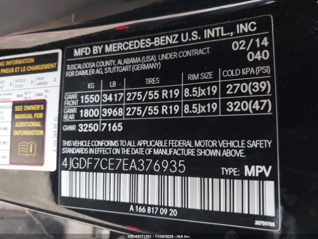 2014 MERCEDES-BENZ GL 450 4JGDF7CE7EA376935 Photo 8