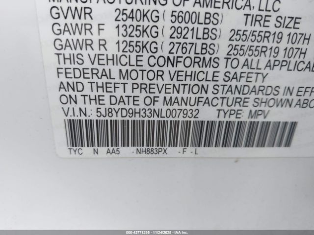 2022 ACURA MDX 5J8YD9H33NL007932 Photo 8