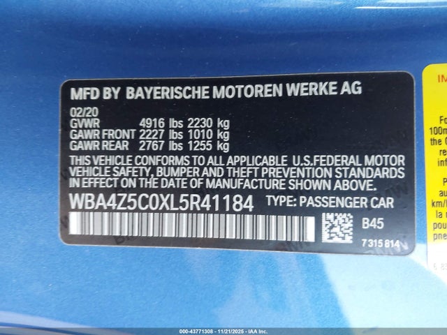 2020 BMW 440I WBA4Z5C0XL5R41184 Photo 8