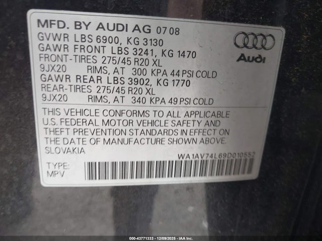 2009 AUDI Q7 WA1AV74L69D010552 Photo 8