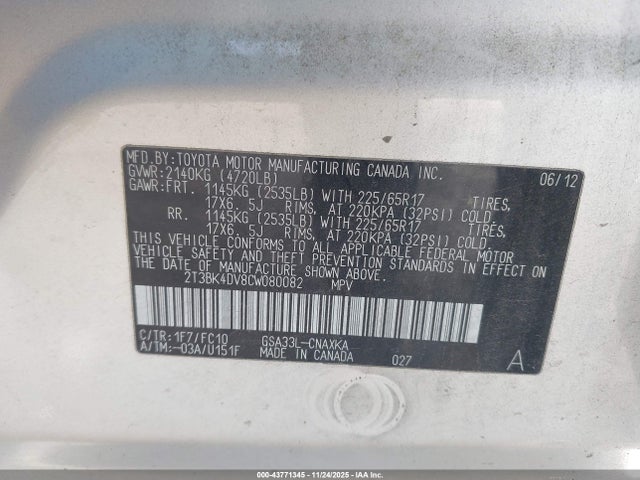 2012 TOYOTA RAV4 2T3BK4DV8CW080082 Photo 8