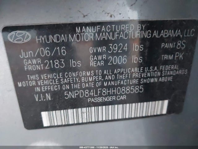 Продаж на аукціоні авто 2017 Hyundai Elantra Se, vin: 5NPD84LF8HH088585, номер лоту: 43771380