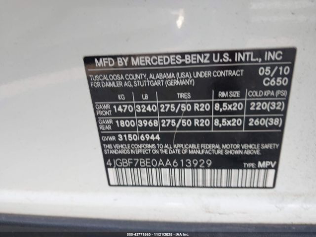 2010 MERCEDES-BENZ GL 450 4JGBF7BE0AA613929 Photo 8