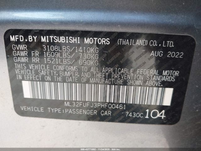 2023 MITSUBISHI MIRAGE G4 ML32FUFJ3PHF00461 Photo 8