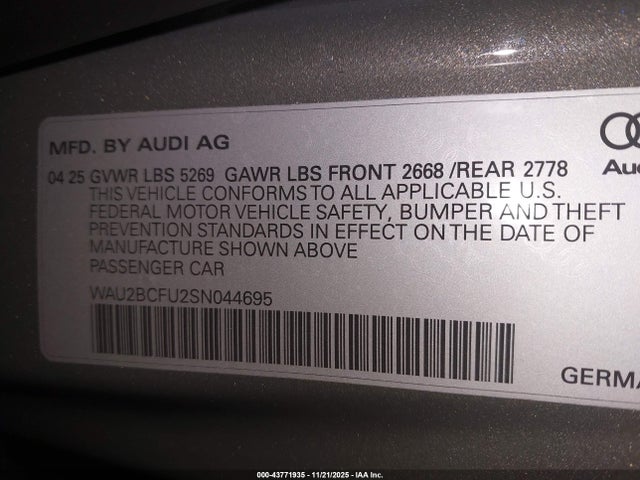 2025 AUDI ALL-NEW A5 WAU2BCFU2SN044695 Photo 8