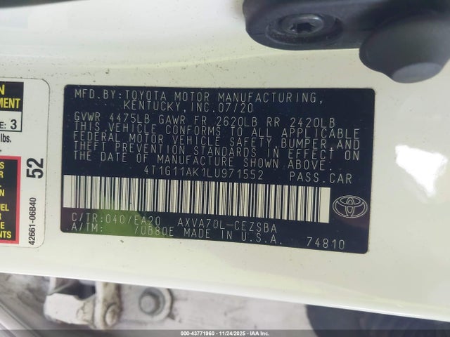4T1G11AK1LU971552 Toyota CAMRY SE