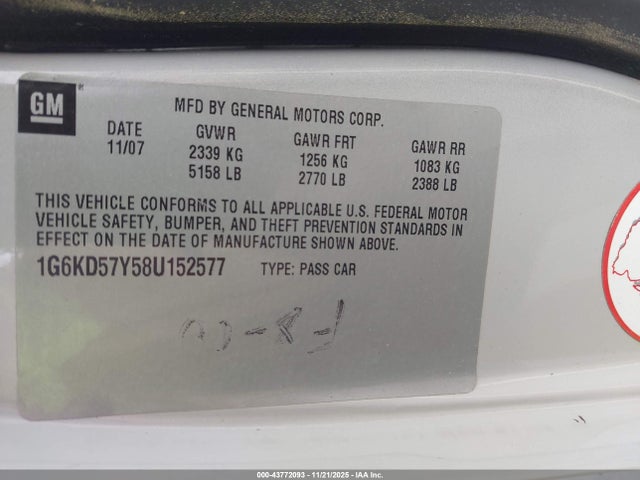 2008 CADILLAC DTS 1G6KD57Y58U152577 Photo 8