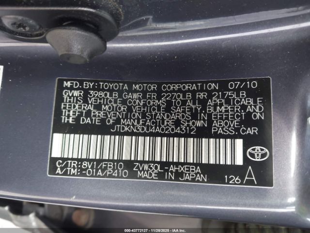 2010 TOYOTA PRIUS JTDKN3DU4A0204312 Photo 8