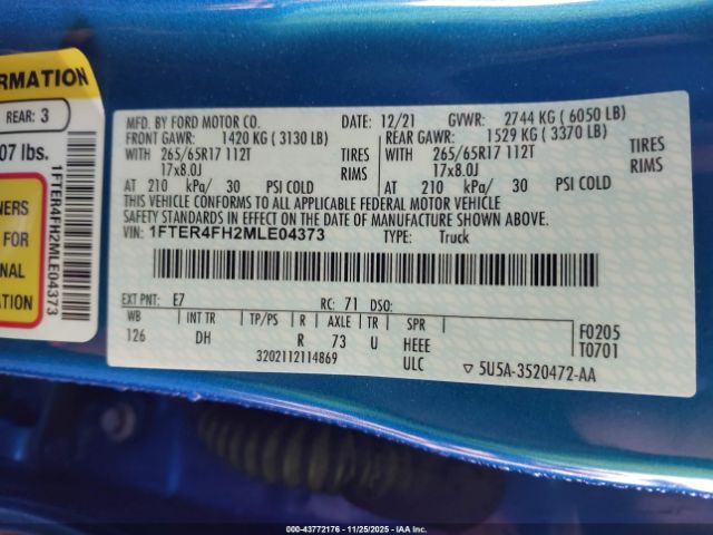 2021 FORD RANGER 1FTER4FH2MLE04373 Photo 8