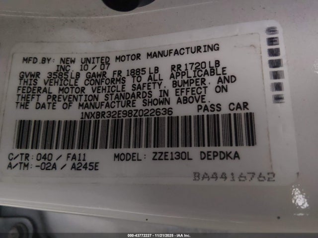 2008 TOYOTA COROLLA 1NXBR32E98Z022636 Photo 8