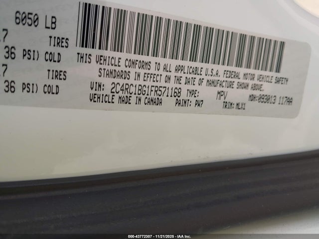 2C4RC1BG1FR571168 Chrysler Town &amp; Country Touring