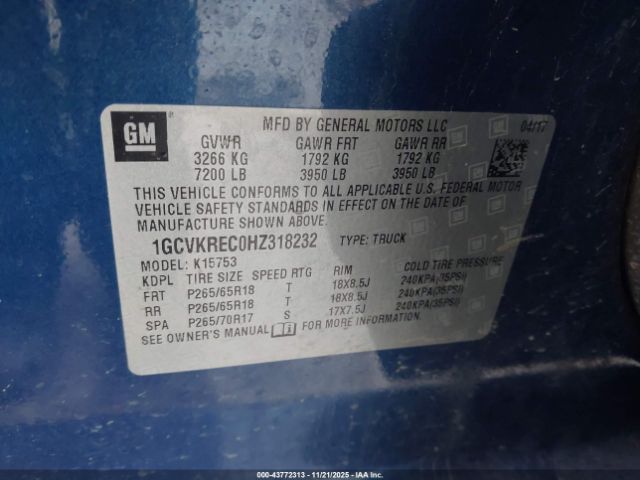 2017 CHEVROLET SILVERADO 1500 1GCVKREC0HZ318232 Photo 8