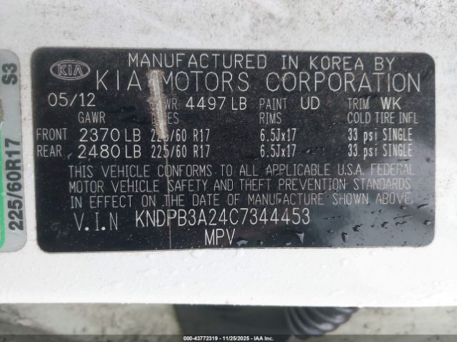 2012 KIA SPORTAGE KNDPB3A24C7344453 Photo 8