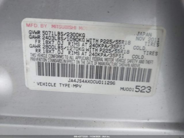 2012 MITSUBISHI OUTLANDER JA4JS4AX0CU011296 Photo 8