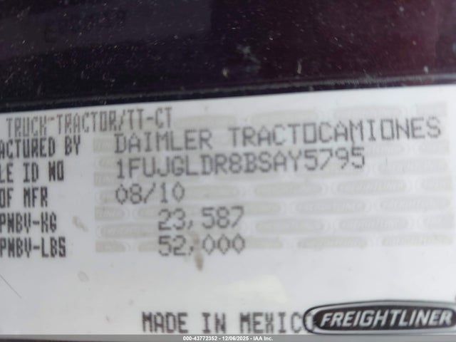 Aukcja sprzedaży 2011 Freightliner Cascadia 125, vin: 1FUJGLDR8BSAY5795, numer aukcji: 43772352