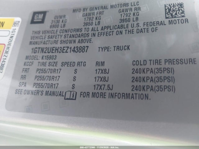 1GTN2UEH3EZ143887 GMC Sierra 1500 Sle