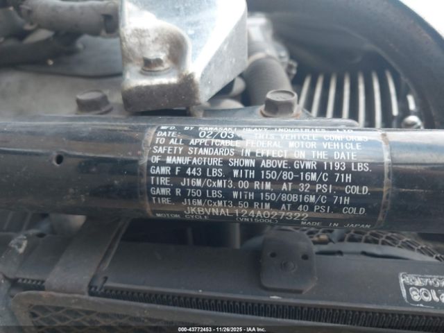 2004 KAWASAKI VN1500 JKBVNAL124A027322 Photo 9