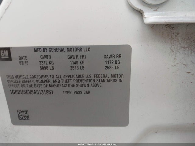 Продажа на аукционе авто 2010 Cadillac Sts Luxury Package, vin: 1G6DU6EV5A0131961, номер лота: 43772487