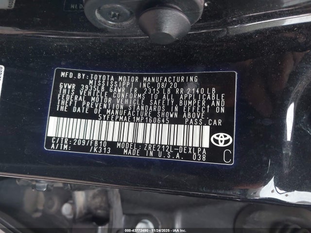 2021 TOYOTA COROLLA 5YFEPMAE1MP160645 Photo 8