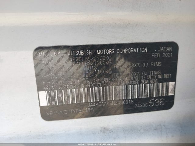 2022 MITSUBISHI ECLIPSE CROSS JA4ASWAA6NZ006018 Photo 8