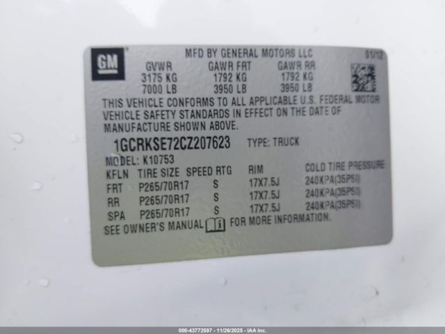 2012 CHEVROLET SILVERADO 1500 1GCRKSE72CZ207623 Photo 8