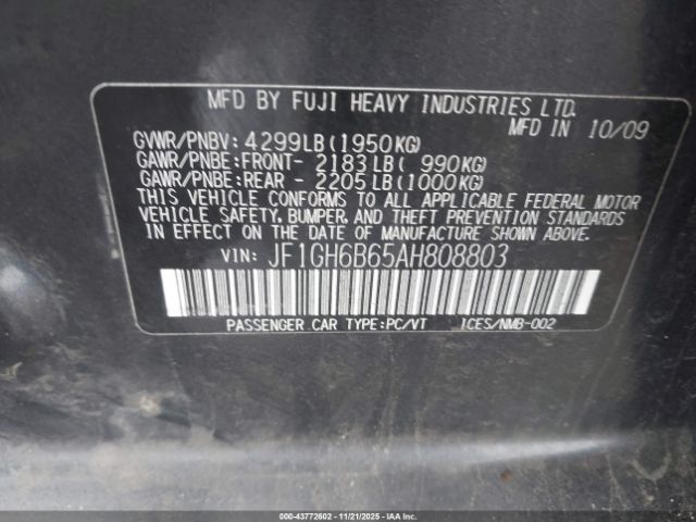 2010 SUBARU IMPREZA JF1GH6B65AH808803 Photo 8
