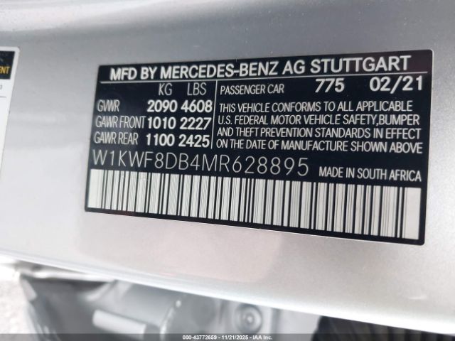 2021 MERCEDES-BENZ C 300 W1KWF8DB4MR628895 Photo 8
