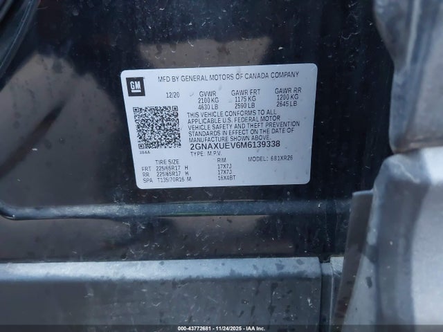 2GNAXUEV6M6139338 Chevrolet Equinox Awd Lt
