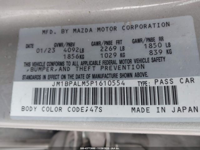 2023 MAZDA MAZDA3 JM1BPALM5P1610554 Photo 8