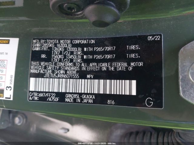 2022 TOYOTA 4RUNNER JTETU5JR8N6071555 Photo 8
