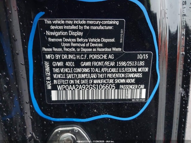 2016 PORSCHE 911 WP0AA2A92GS106605 Photo 8