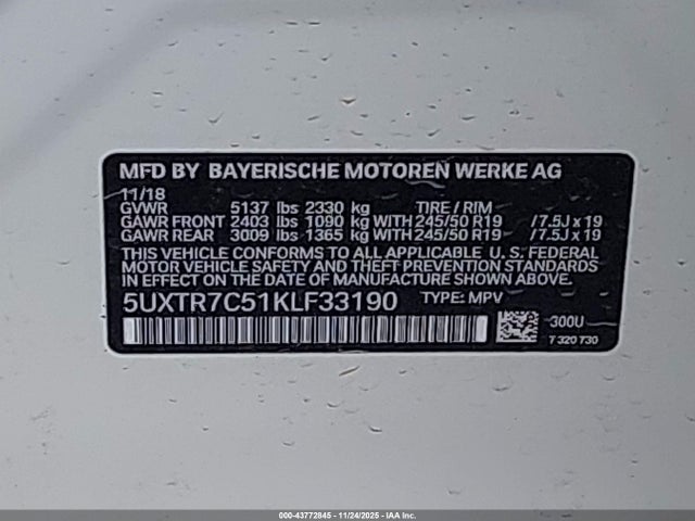 2019 BMW X3 5UXTR7C51KLF33190 Photo 8
