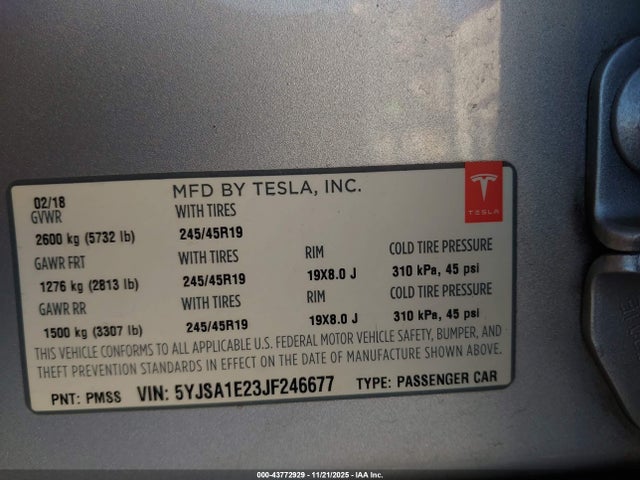 2018 TESLA MODEL S 5YJSA1E23JF246677 Photo 8