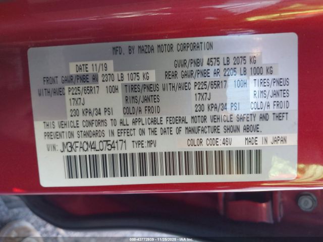 2020 MAZDA CX-5 JM3KFACM4L0754171 Photo 8