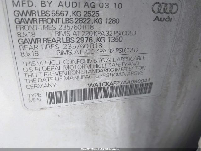 2010 AUDI Q5 WA1CKAFP7AA090044 Photo 8