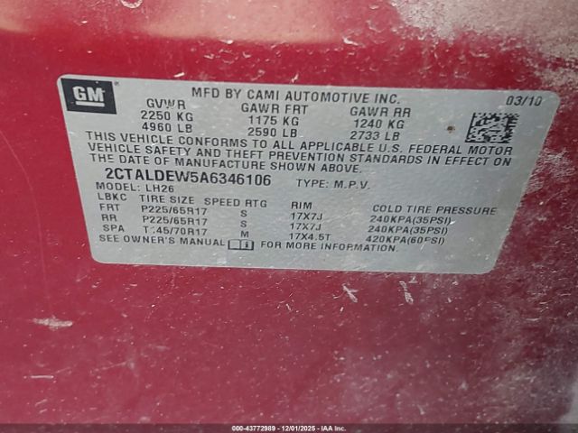 2010 GMC TERRAIN 2CTALDEW5A6346106 Photo 8