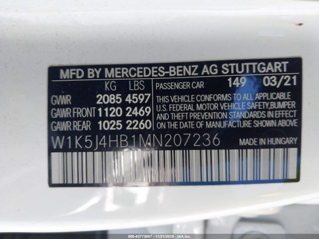 2021 MERCEDES-BENZ CLA 250 W1K5J4HB1MN207236 Photo 8