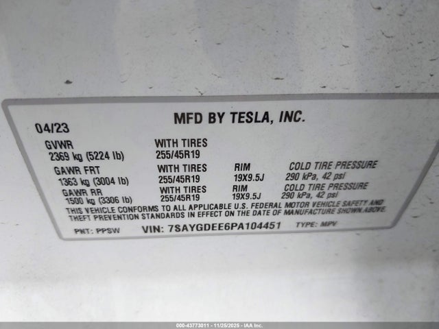 2023 TESLA MODEL Y 7SAYGDEE6PA104451 Photo 8