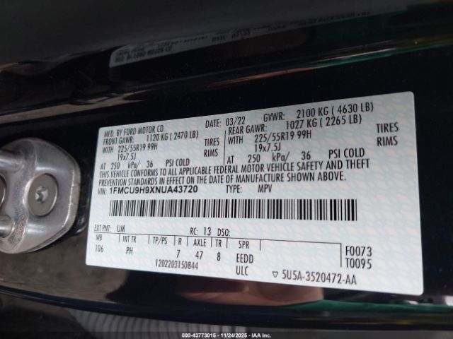 2022 FORD ESCAPE 1FMCU9H9XNUA43720 Photo 8