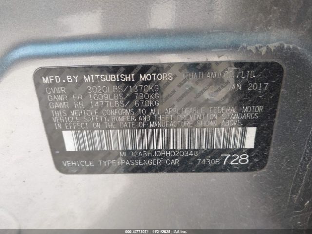 2017 MITSUBISHI MIRAGE ML32A3HJ0HH020348 Photo 8