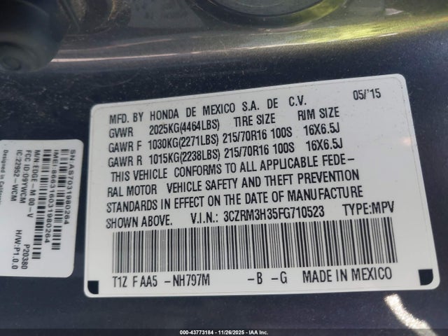 Honda CR-V LX 2015 3CZRM3H35FG710523 Image 9