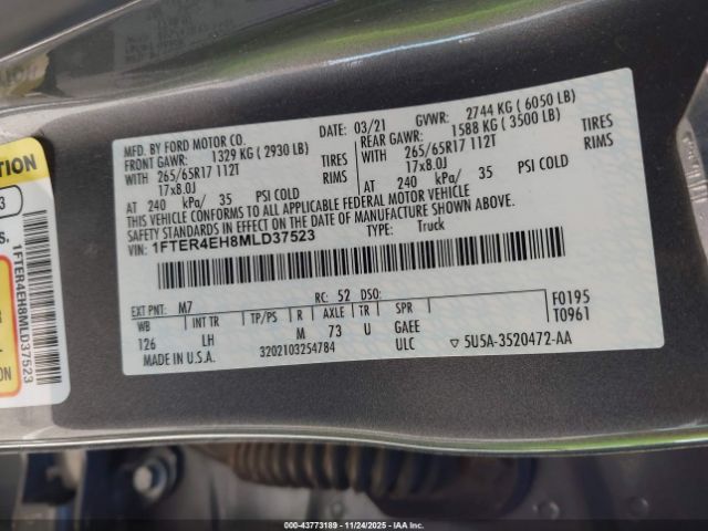 2021 FORD RANGER 1FTER4EH8MLD37523 Photo 8
