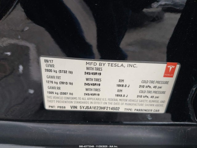 2017 TESLA MODEL S 5YJSA1E23HF214502 Photo 8
