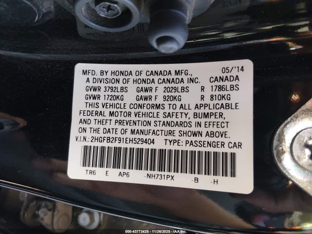 Honda Civic Ex-l 2014 2HGFB2F91EH529404 Image 9