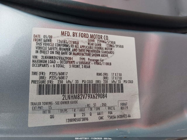 2009 LINCOLN TOWN CAR 2LNHM82V79X629084 Photo 8
