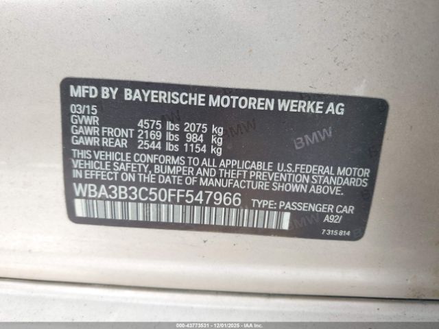 2015 BMW 328I WBA3B3C50FF547966 Photo 8