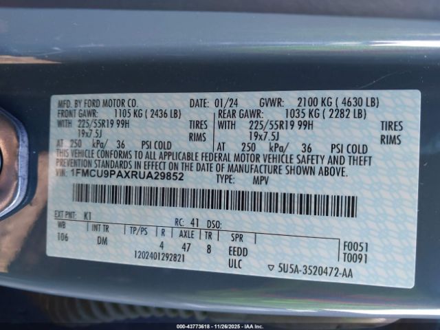 2024 FORD ESCAPE 1FMCU9PAXRUA29852 Photo 8