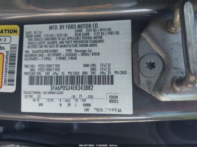 2014 FORD FUSION ENERGI 3FA6P0SU4ER343882 Photo 8