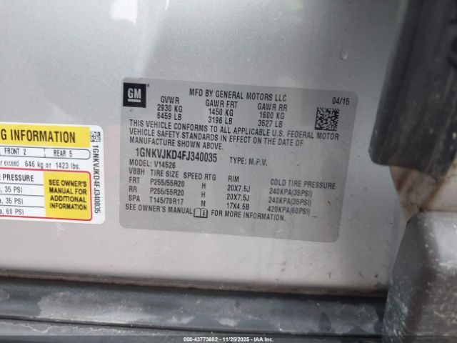 2015 CHEVROLET TRAVERSE 1GNKVJKD4FJ340035 Photo 8