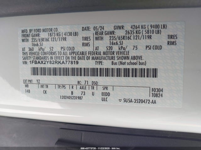 1FBAX2Y82RKA77819 Ford Transit Passenger Xl